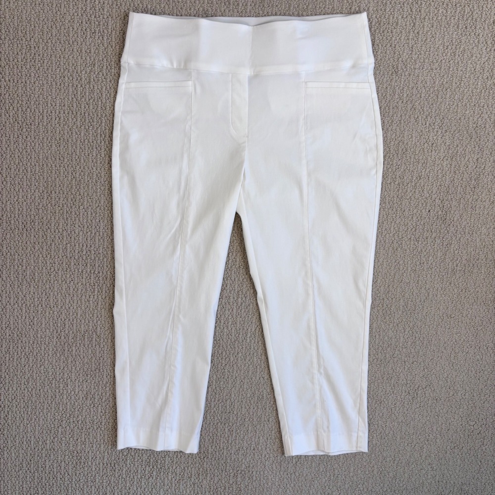 Apt. 9 Brynn White Pull On Capri Pants, Size 14 Tummy Control Summer Office - Picture 2 of 14
